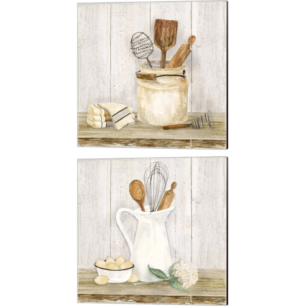 Vintage Kitchen by Tara Reed 14" x 14" Canvas Wall Art (Set of 2)
